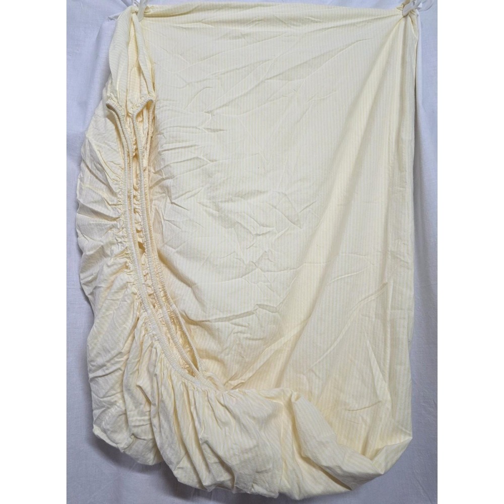 Pottery Barn Kids Full Fitted Sheet Yellow Stripe Cotton Bedding